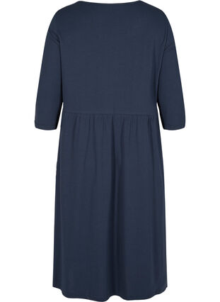 Midi-jurk in biologisch katoen met zakken, Navy Blazer, Packshot image number 1