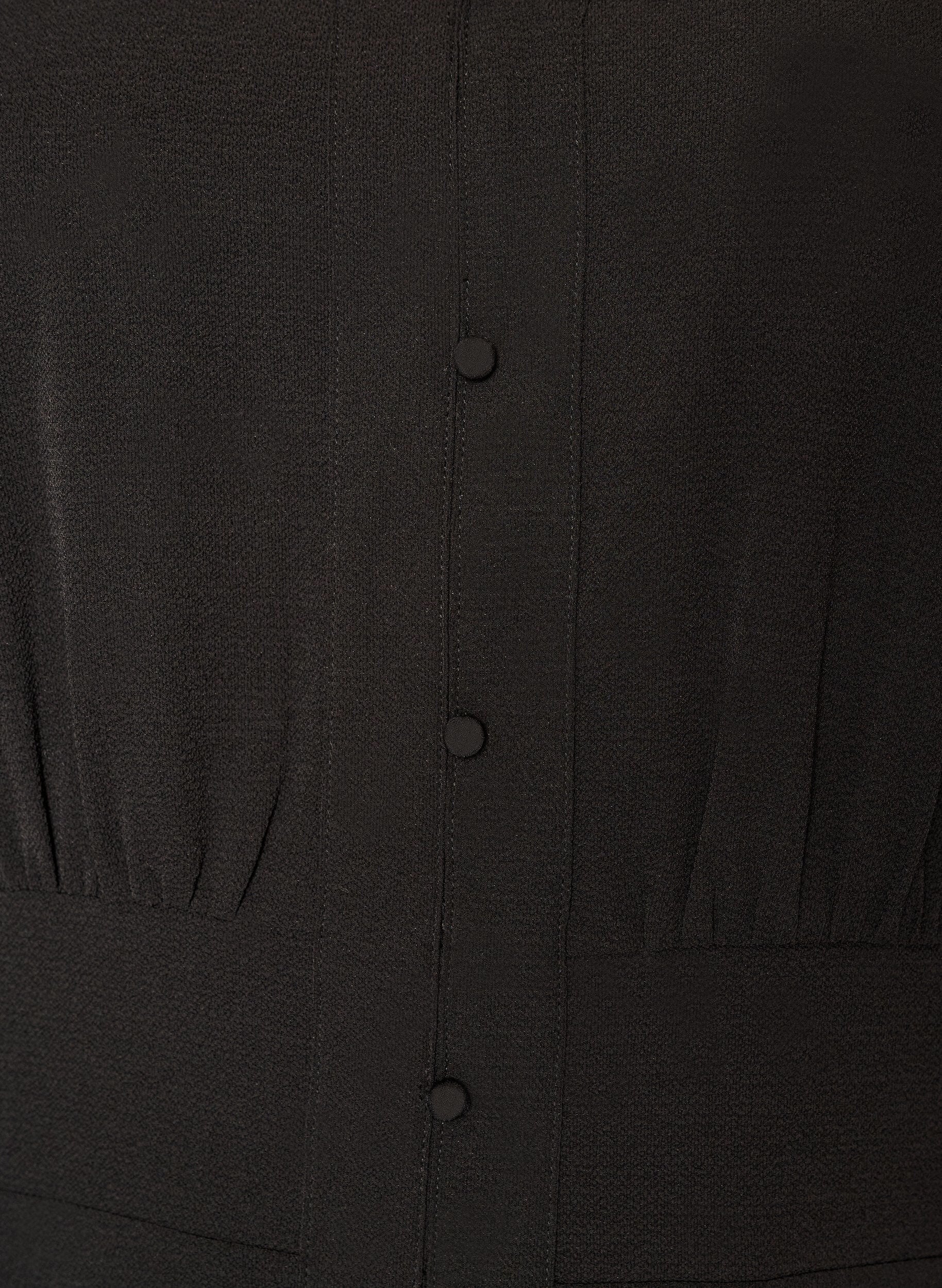 ZizziMidi-jurk met smock en decoratieve knopen, Zwart, Packshot image number 2