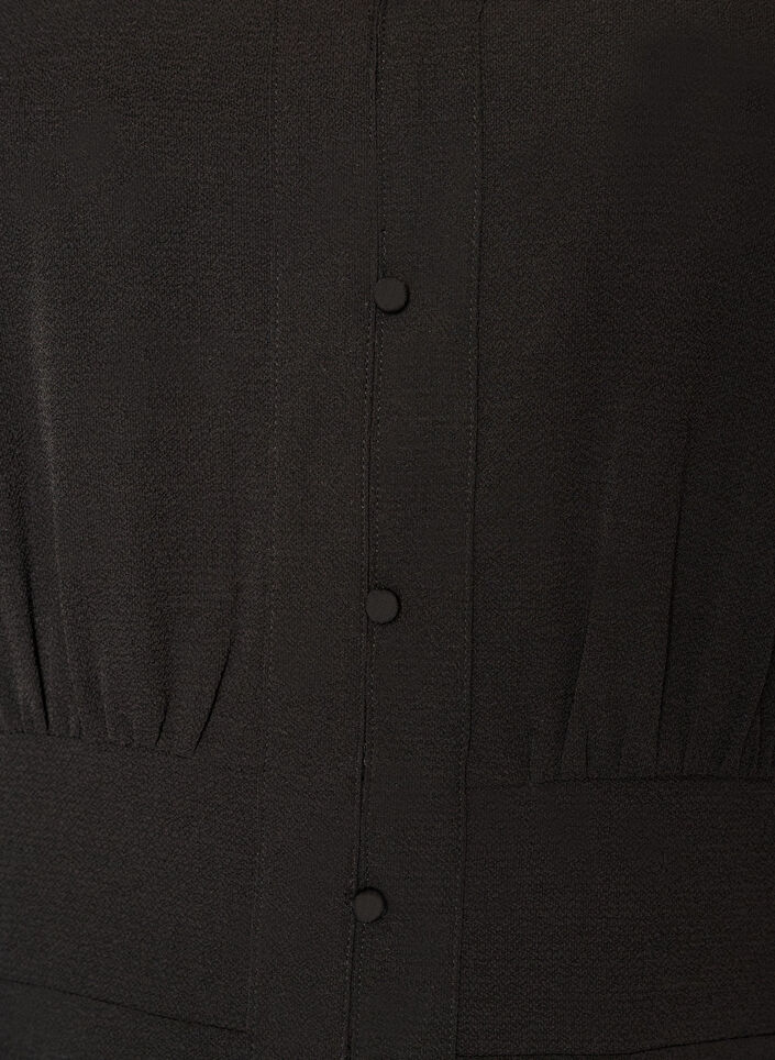 Midi-jurk met smock en decoratieve knopen, Zwart, Packshot image number 2