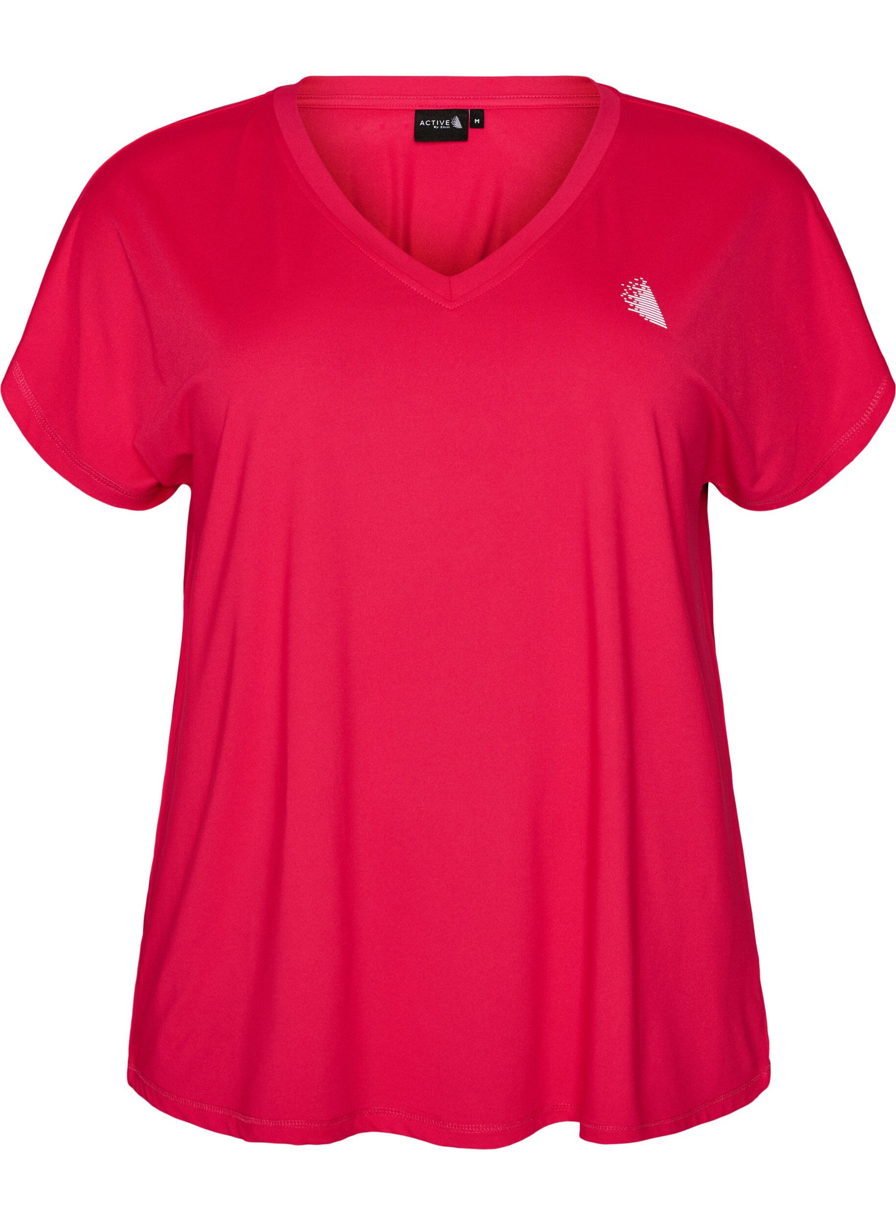 ZizziLosvallend trainings-T-shirt met V-hals, Roze, Packshot image number 0