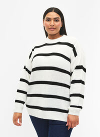 FLASH - Gestreepte trui, White/Black Stripe, Model