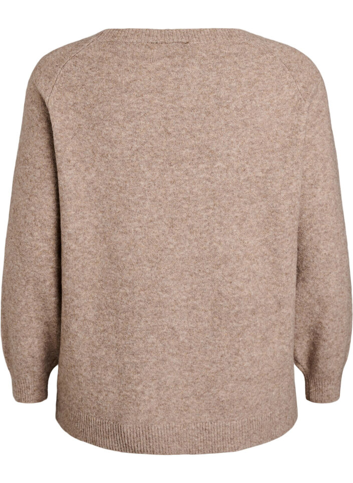 Gebreide blouse met strassteentjes en studs, Beige, Packshot image number 1