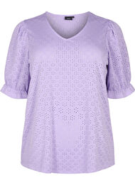 Blouse met V-hals en gaatjespatroon, Viola
