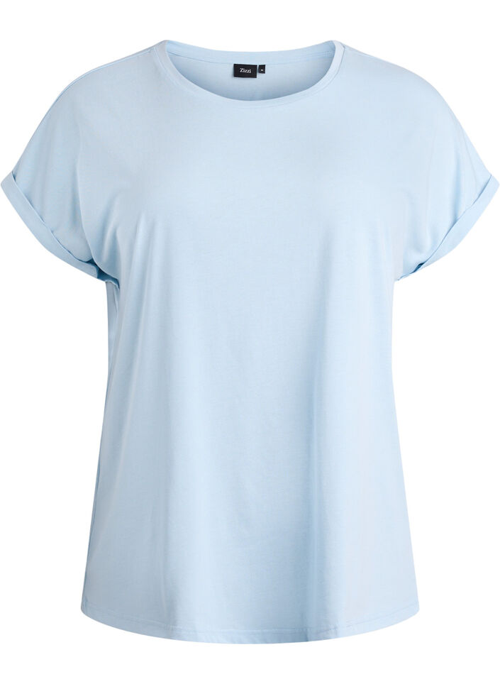 T-shirt met korte mouwen van katoenmix, Blauw, Packshot image number 0