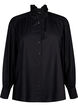 Visicoshirt Blouse met ruffles, Black, Packshot image number 0