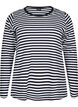Gestreepte blouse met lange mouwen, Zwart, Packshot image number 0