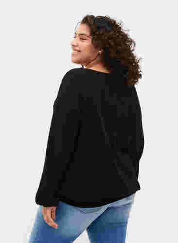 Viscose blouse met smok, Black, Model image number 1