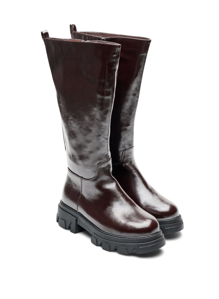 Lange laars met een licht gestructureerde look, Bruin, Packshot image number 1