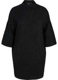 Gebreide jurk met cropped mouwen, Black