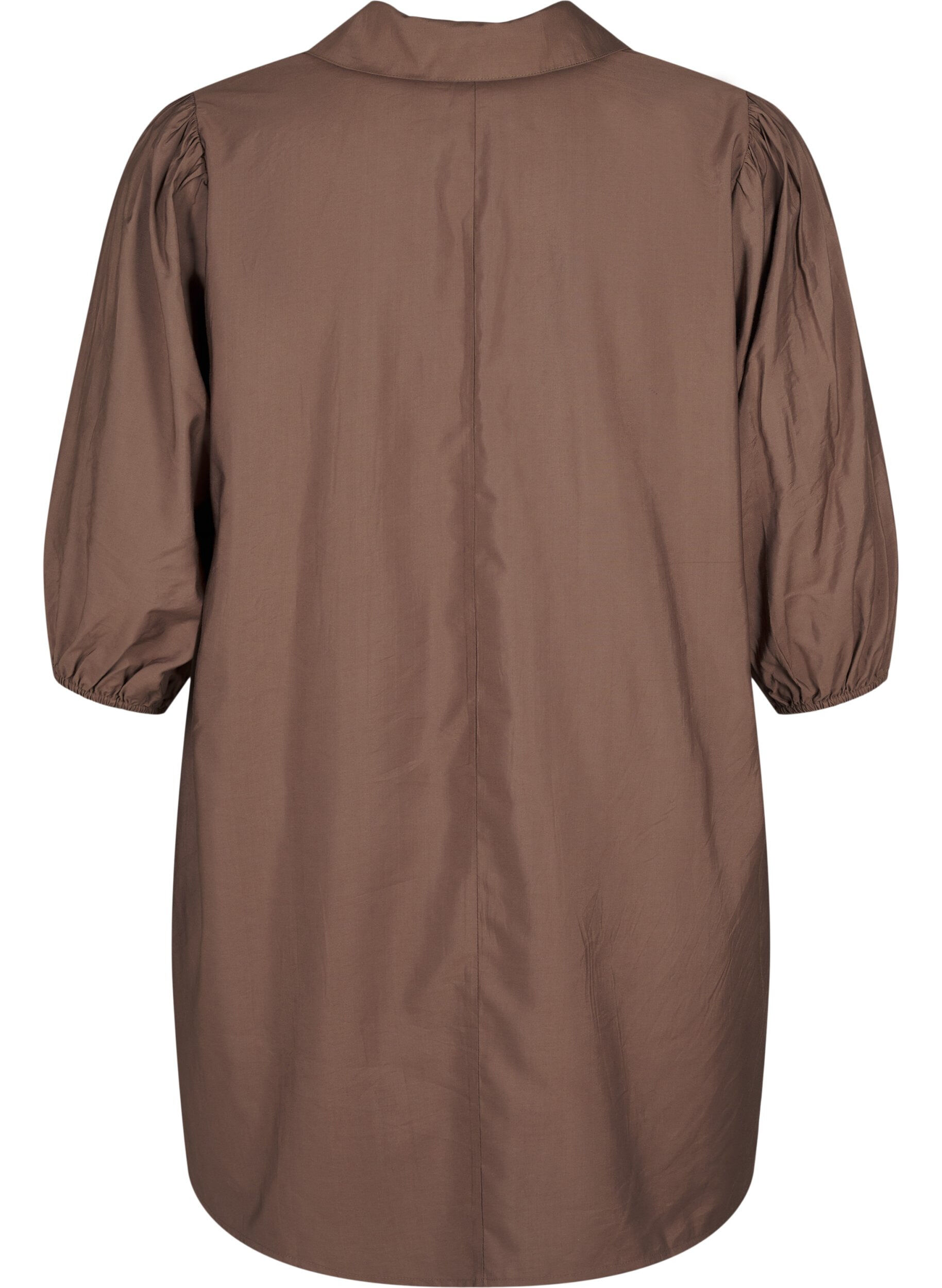 Zizzi Tuniek van viscose met V-hals en kraag, Chocolate Chip, Packshot image number 1