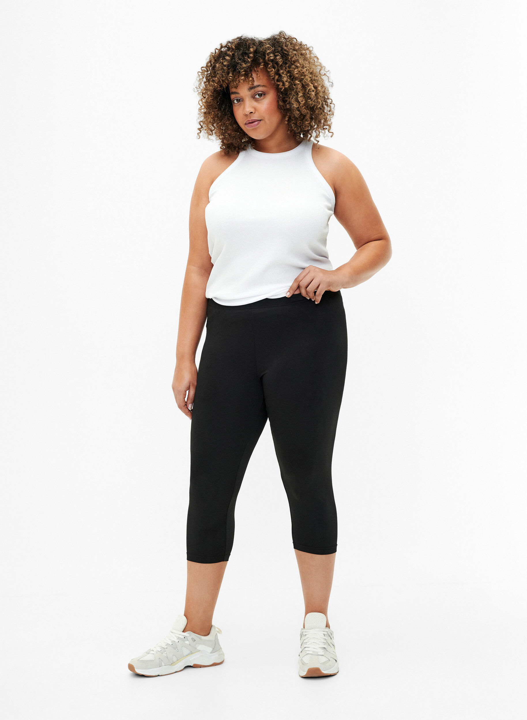 Zizzi 2-pack leggings met 3/4 lengte, Zwart, Model image number 1
