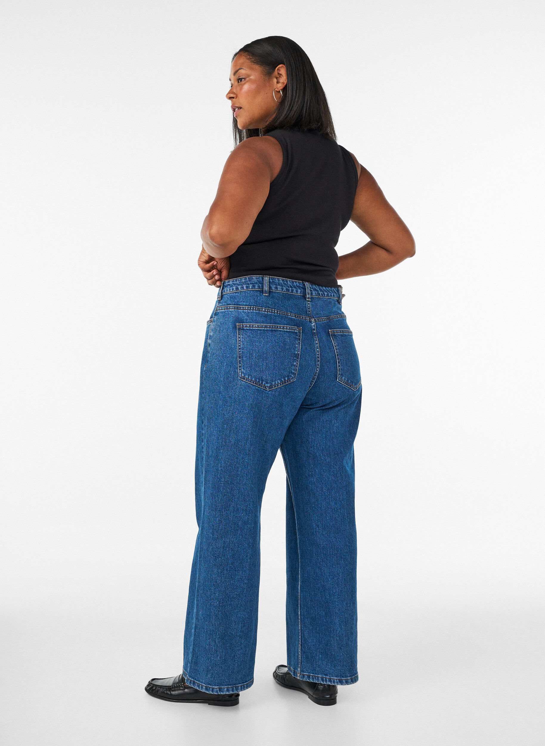 ZizziJeans met wijde pijpen en hoge taille, Blauw, Model image number 1