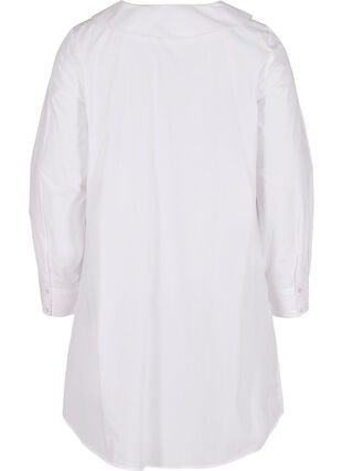 Lange, katoenen blouse met grote kraag, Bright White, Packshot image number 1