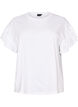 T-shirt van biologisch katoen met ruches mouwen, Wit, Packshot image number 0