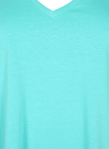 T-shirt met korte mouwen en v-hals, Turquoise, Packshot image number 2