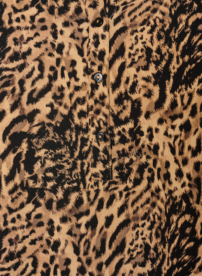 Blouse met korte mouwen en v-halslijn, Bruin, Packshot image number 2