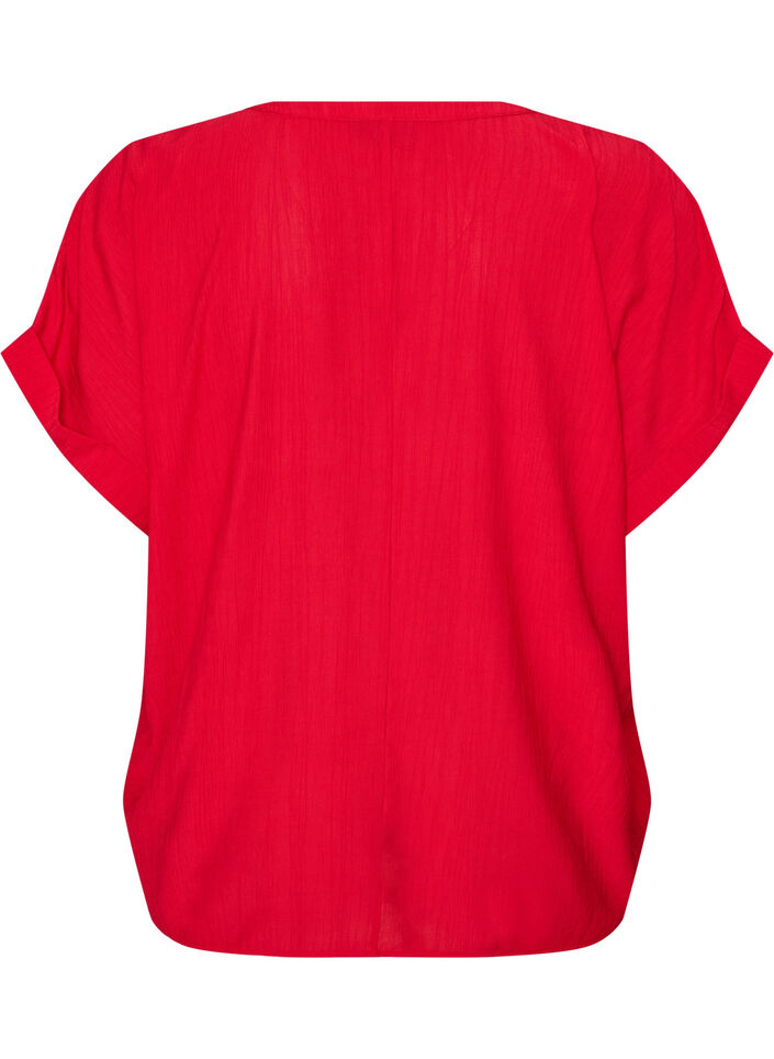 Viscose blouse met knoopjes en textuur, Rood, Packshot image number 1