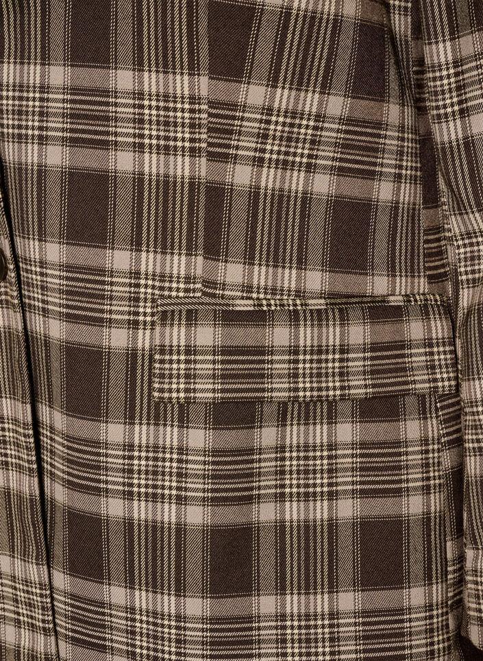 Geruite blazer met zakken en split achteraan, Bruin, Packshot image number 3
