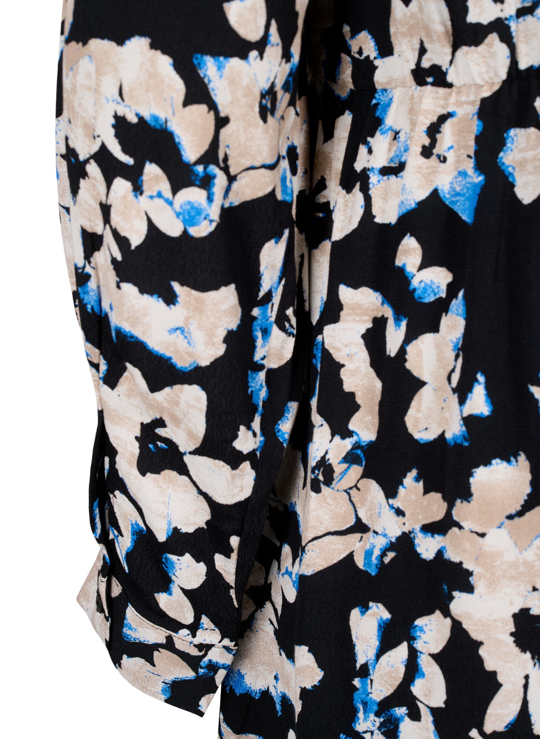 Zizzi Viscose jurk met print en lange mouwen, Zwart, Packshot image number 3