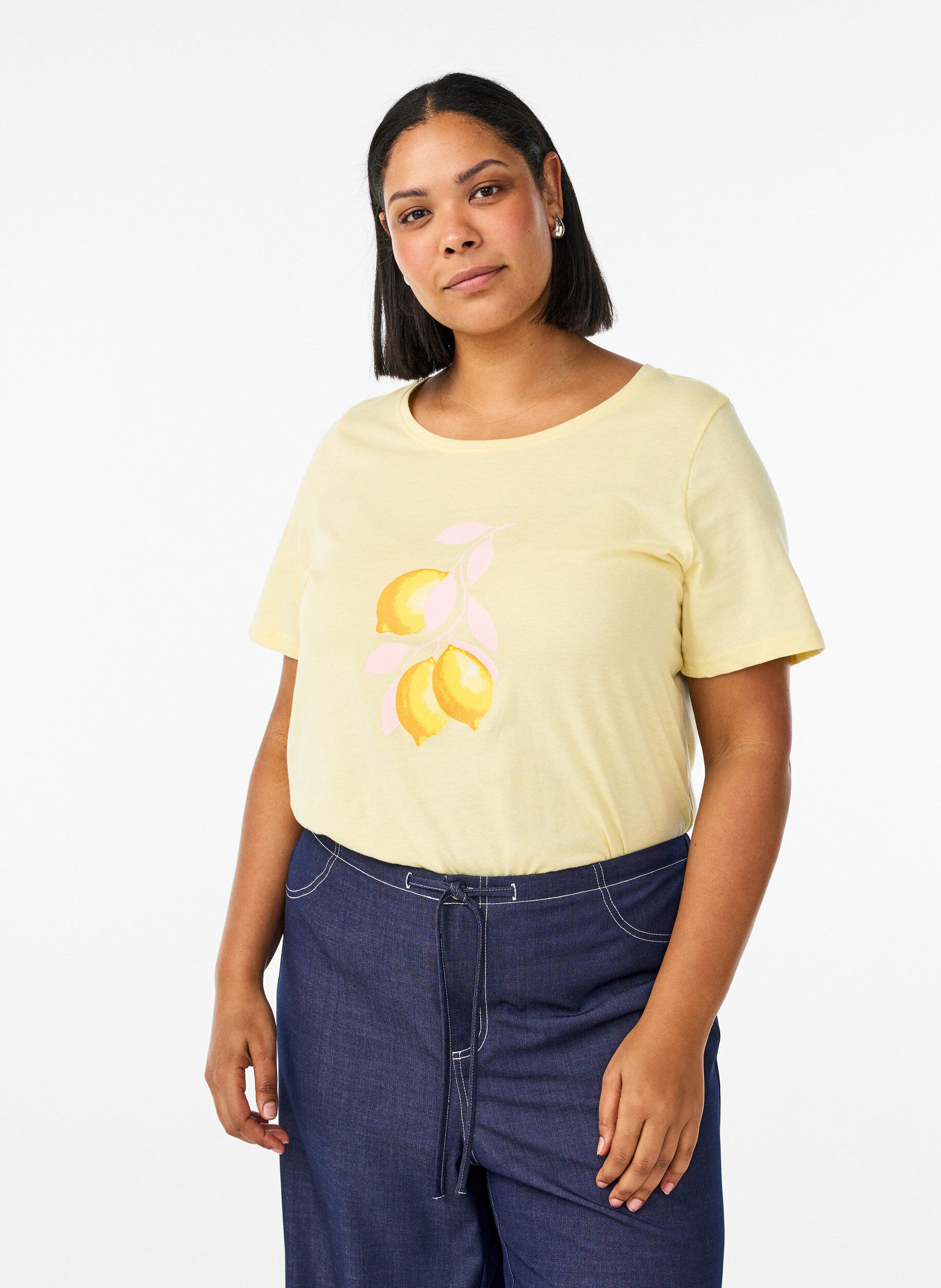 ZizziT-shirt met print, Geel, Model image number 0