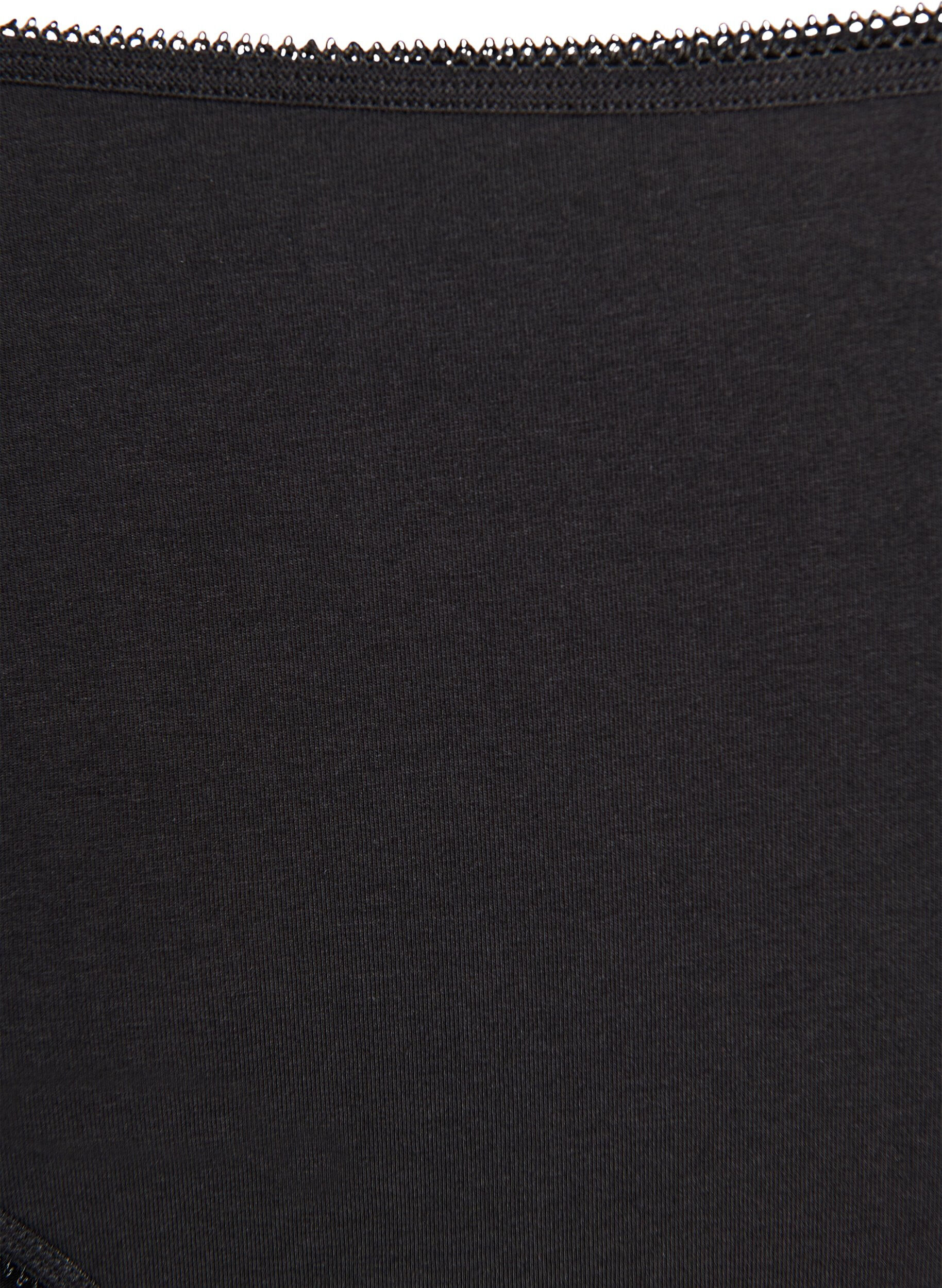 Zizzi 3-pack katoenen slip met normale taille, Zwart, Packshot image number 3