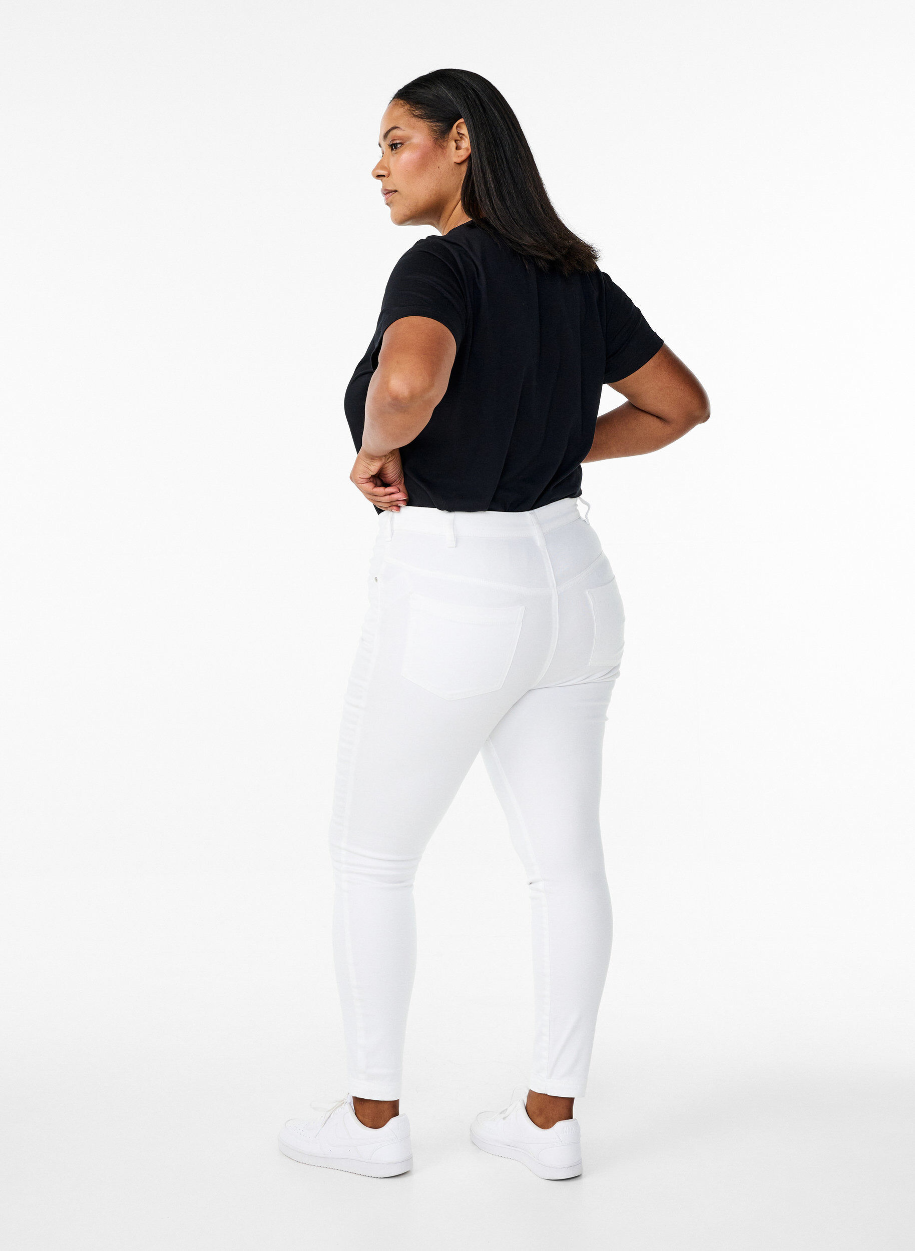 Zizzi Super slim Amy jeans met hoge taille, White, Model image number 1