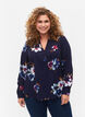 FLASH - Blouse met lange mouwen en print, Big Blue Flower, Model image number 0