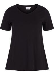 Basic t-shirt in effen kleur met katoen, Zwart
