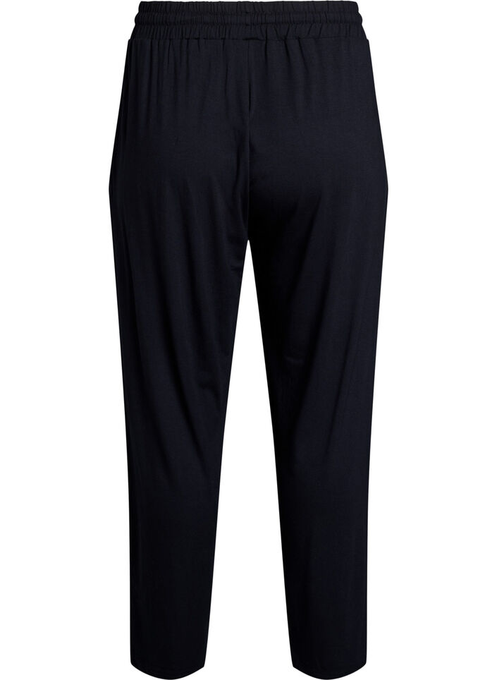 Losse nachtbroek in viscose jersey met zakken, Zwart, Packshot image number 1