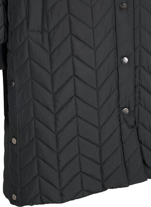 Gewatteerde jas met knopen en capuchon, Black, Packshot image number 3