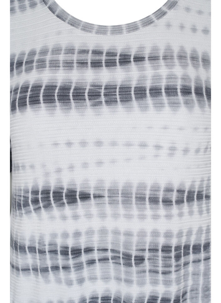 Viscose jurk met korte mouwen en tie-dye print, White, Black Tie Dye, Packshot image number 2