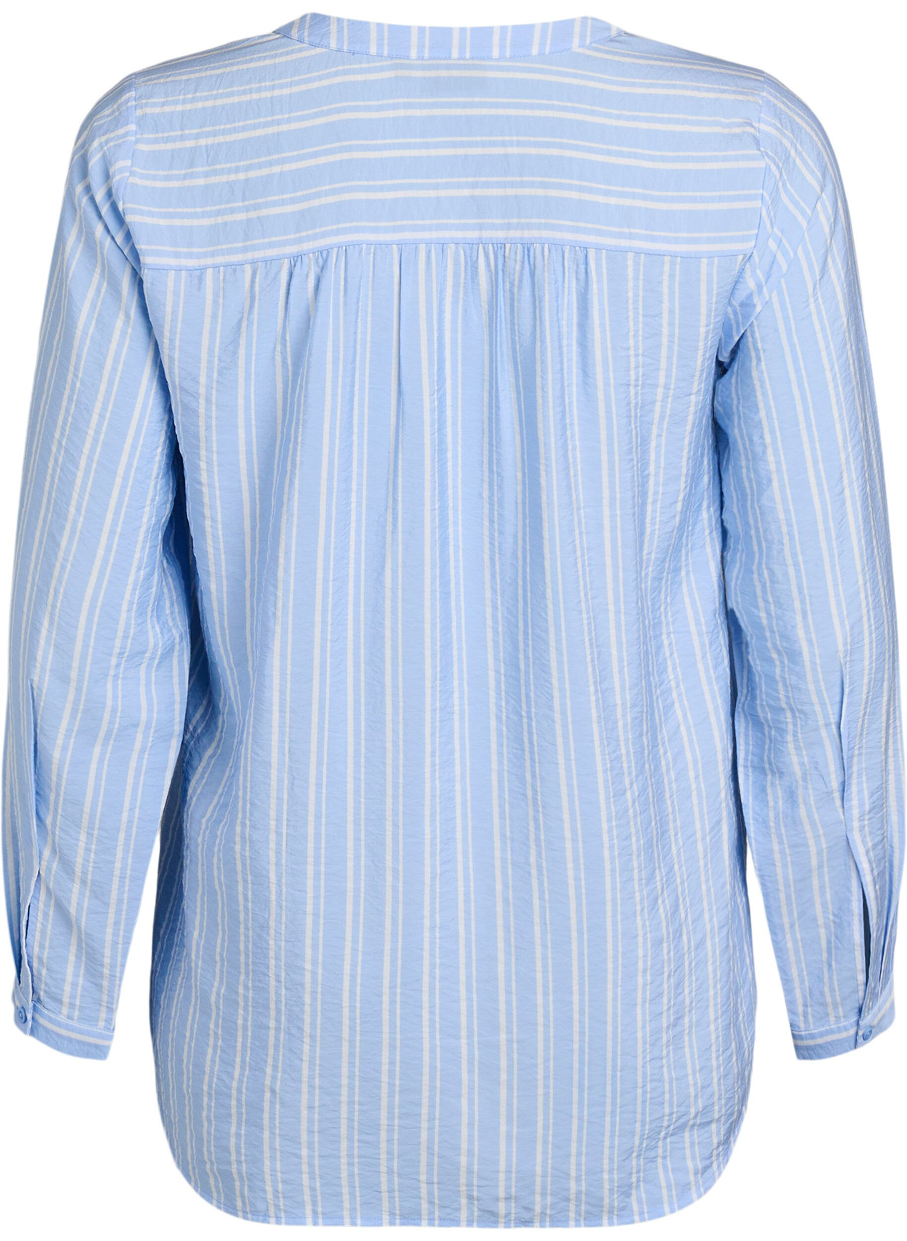 Zizzi FLASH - Gestreepte blouse met V-hals, Blauw, Packshot image number 1