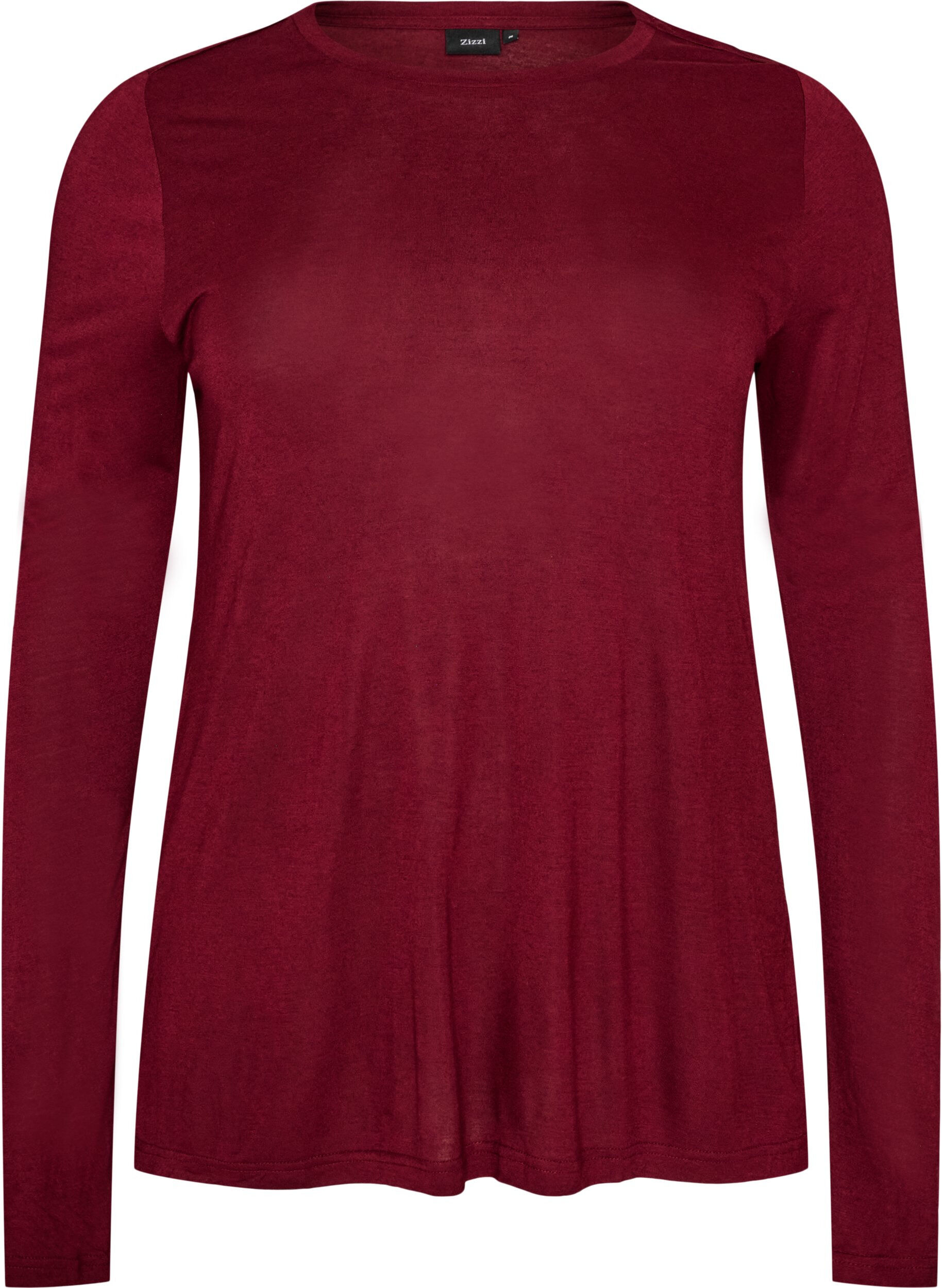 ZizziBlouse met lange mouwen van wol en viscose, Rood, Packshot image number 0