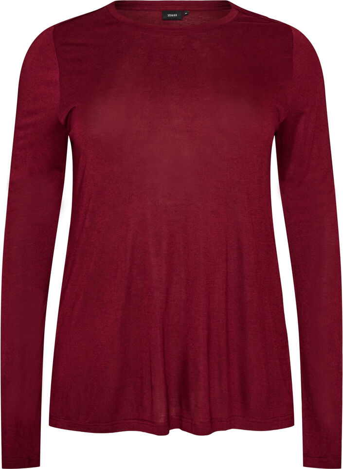 Blouse met lange mouwen van wol en viscose, Rood, Packshot image number 0