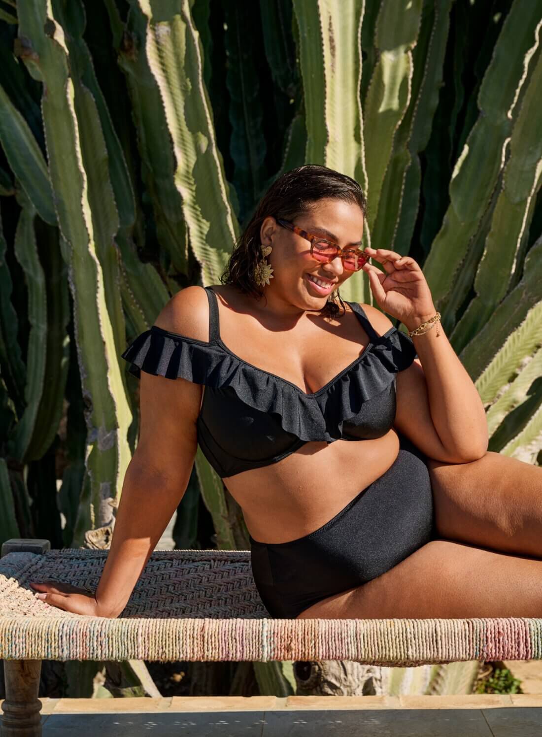 Zizzi Bikinitop met ruches, , Model