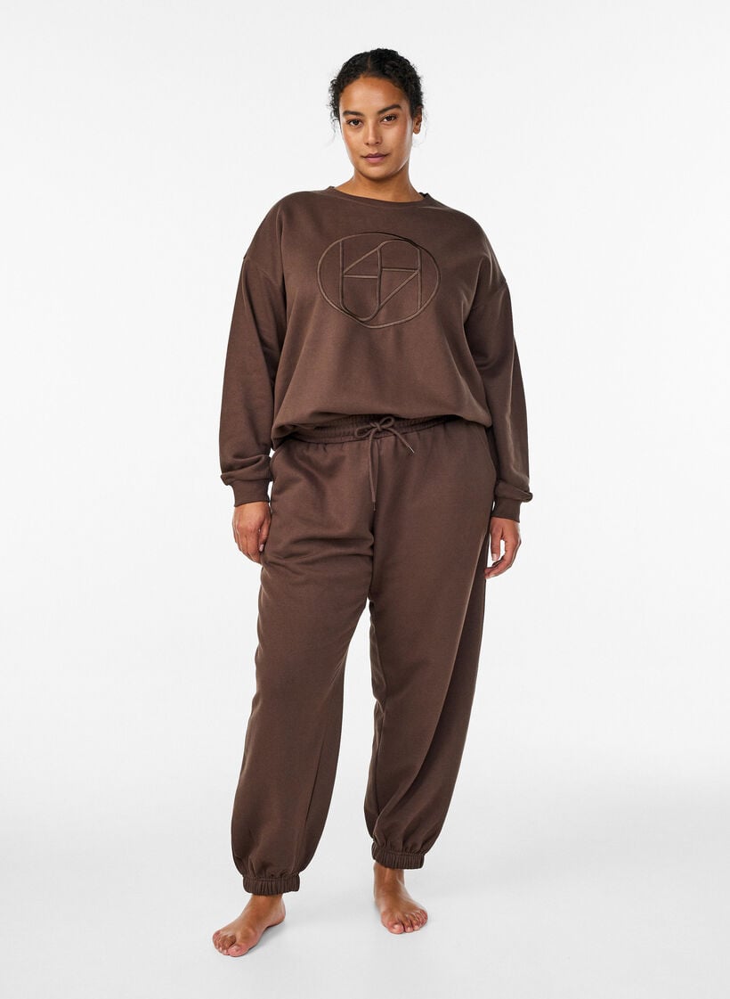 Sweatshirt met motief, Bruin, Model image number 1