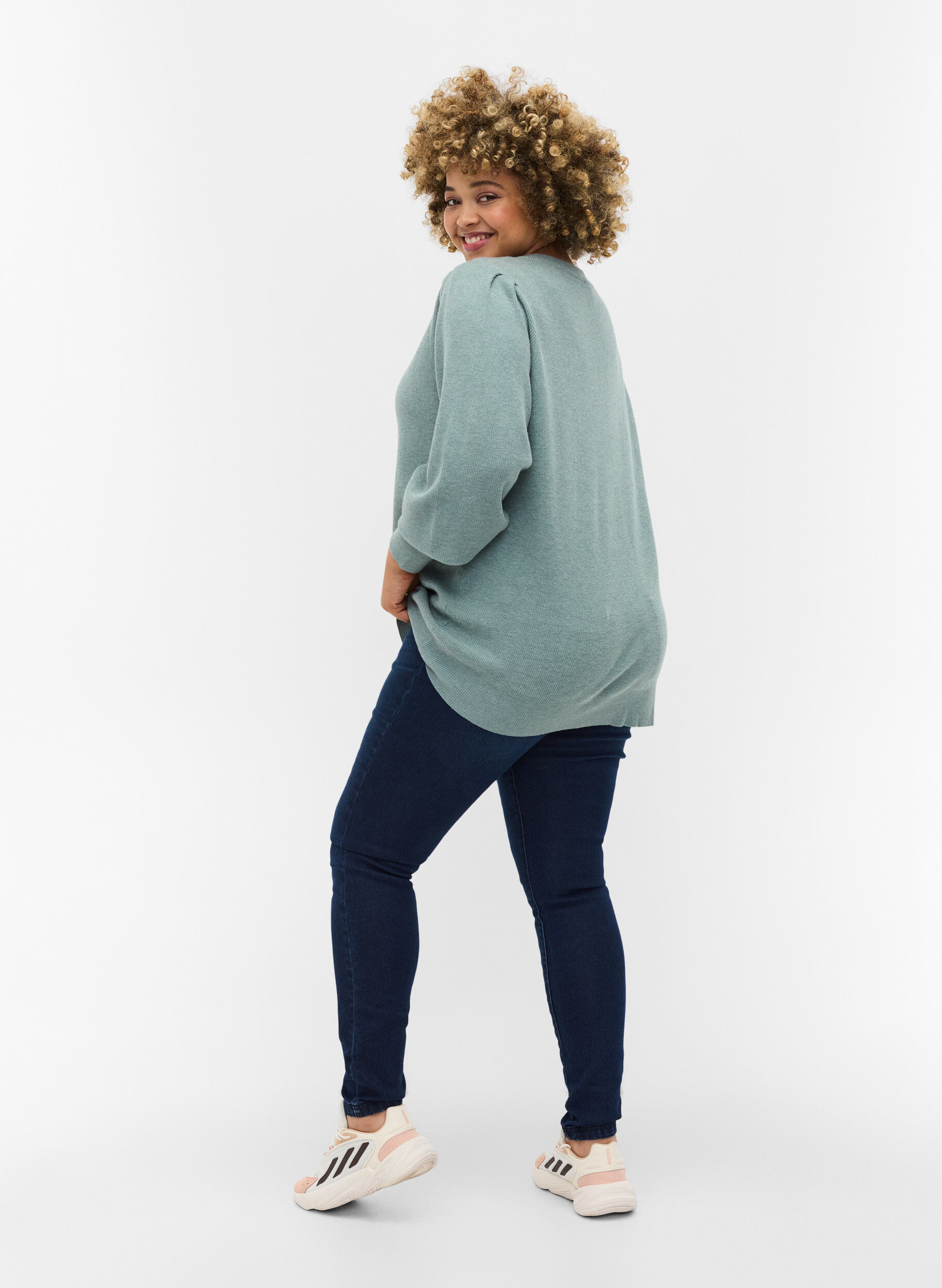 Zizzi Jeggings in katoenmix, Dark blue denim, Model image number 1