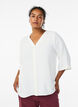 Shirtblouse met V-hals en 3/4 mouwen, Vanille, Model image number 0