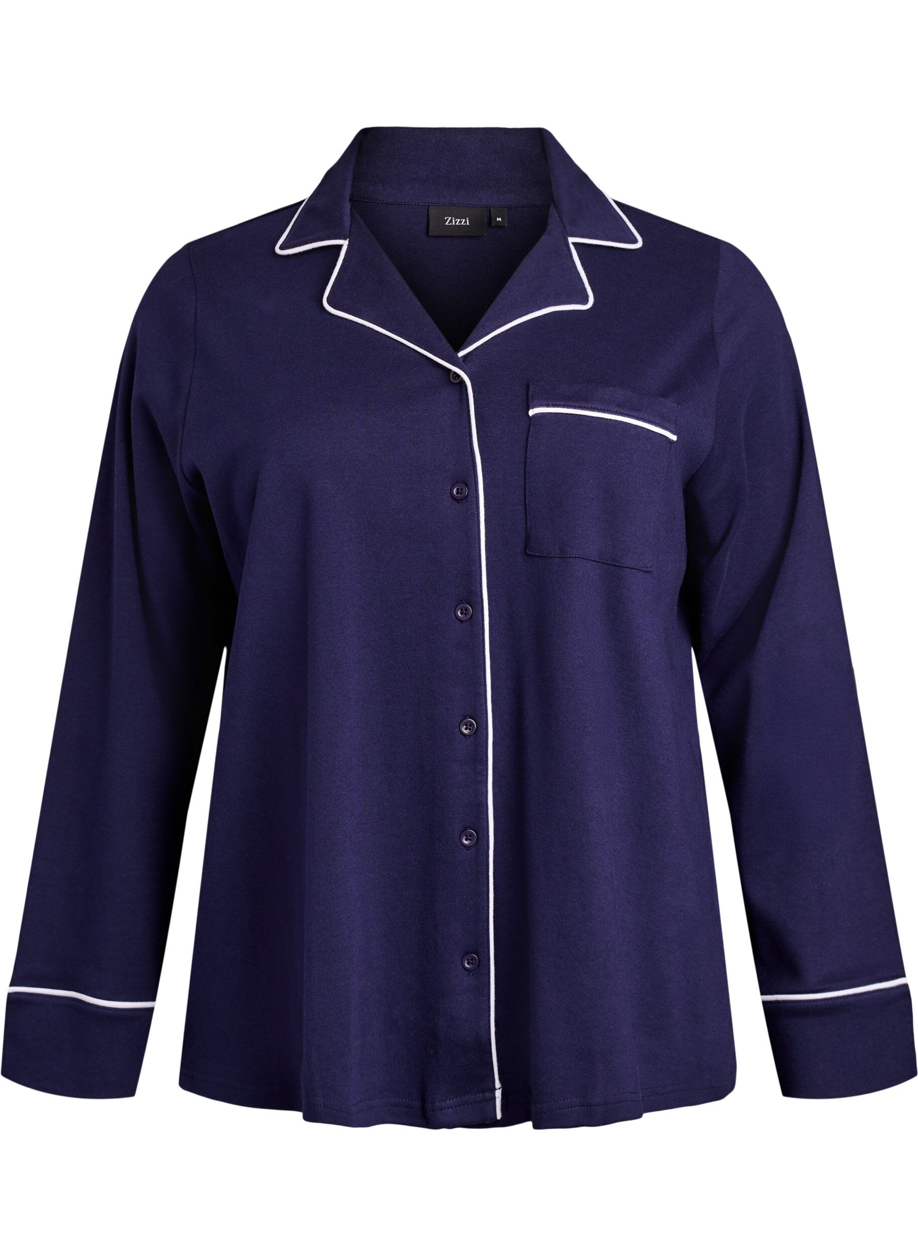 Katoenen pyjamashirt met borstzak