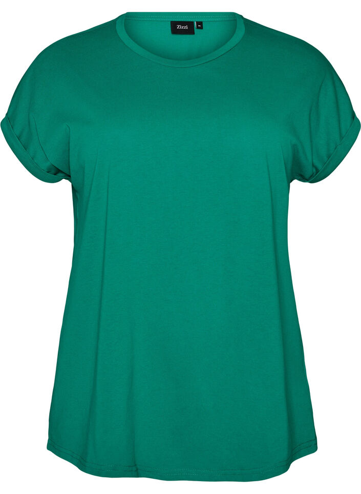 T-shirt met korte mouwen van katoenmix, Groen, Packshot image number 0