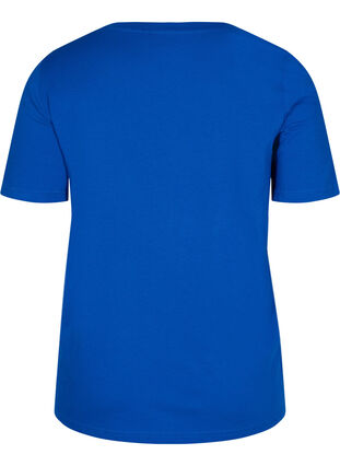 T-shirt in biologisch katoen met v-hals, Princess Blue, Packshot image number 1