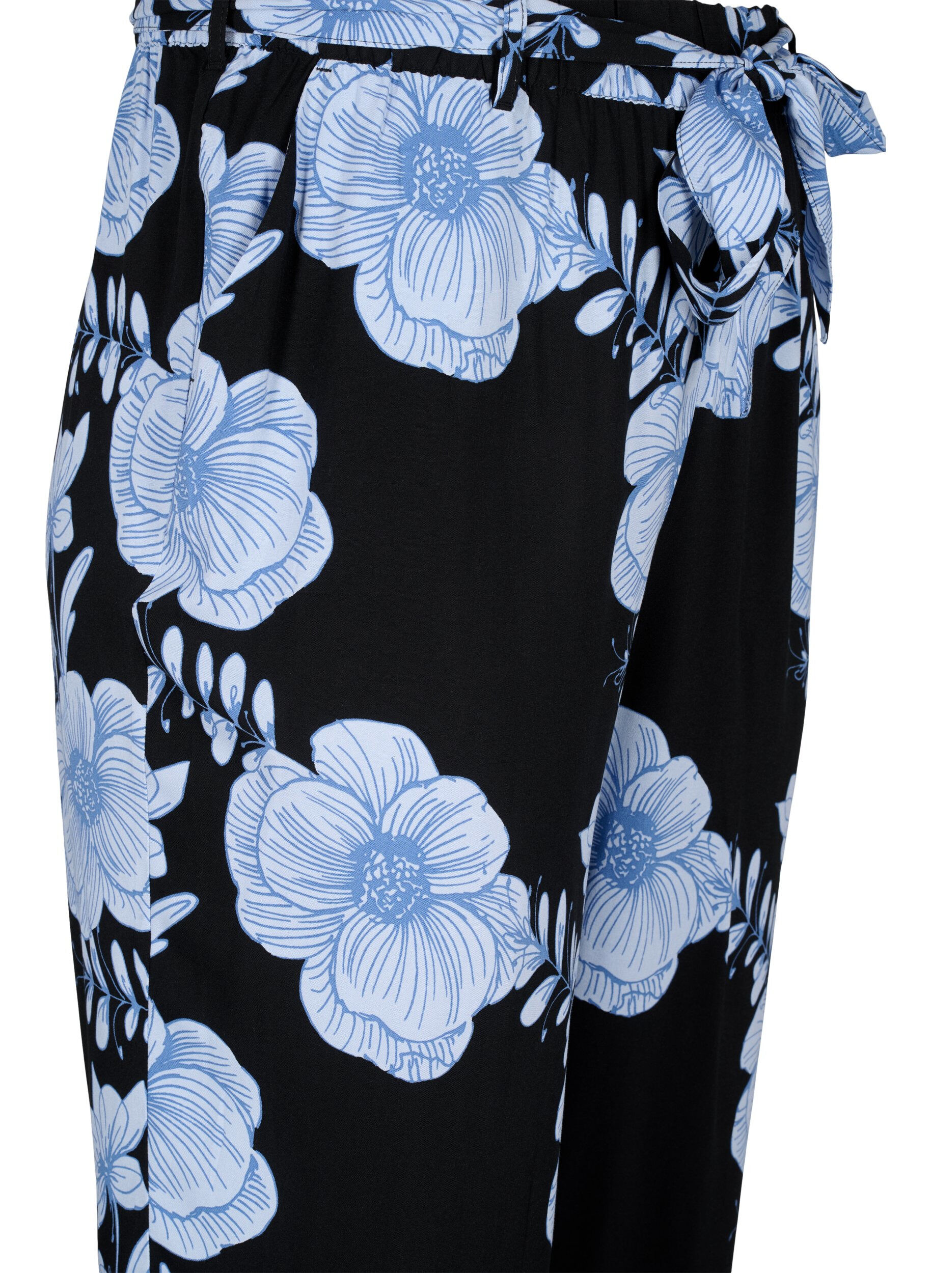 Zizzi Viscose broek met hoge taille, Zwart, Packshot image number 2