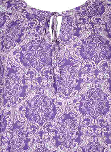Viscose jurk met print en korte mouwen, D. Lavender Oriental, Packshot image number 2