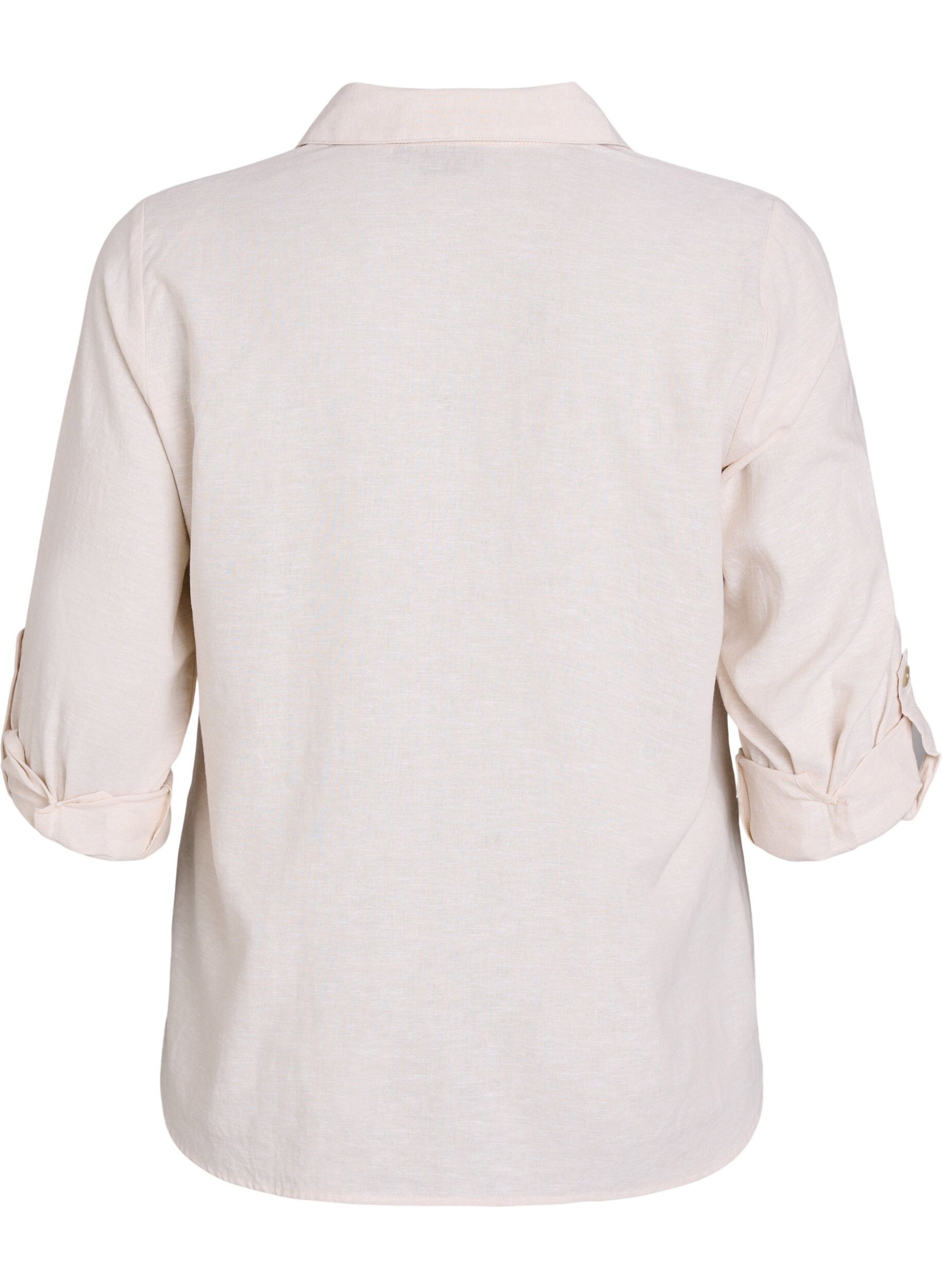 ZizziLinnen en viscose shirt met 3/4 mouwen, Beige, Packshot image number 1