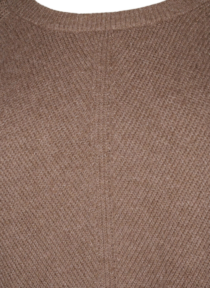 Gemêleerde pullover met zijsplit, Walnut/White Mel., Packshot image number 2