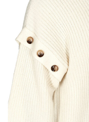 Gebreide blouse met wol en knoopjes, Cloud Dancer, Packshot image number 2
