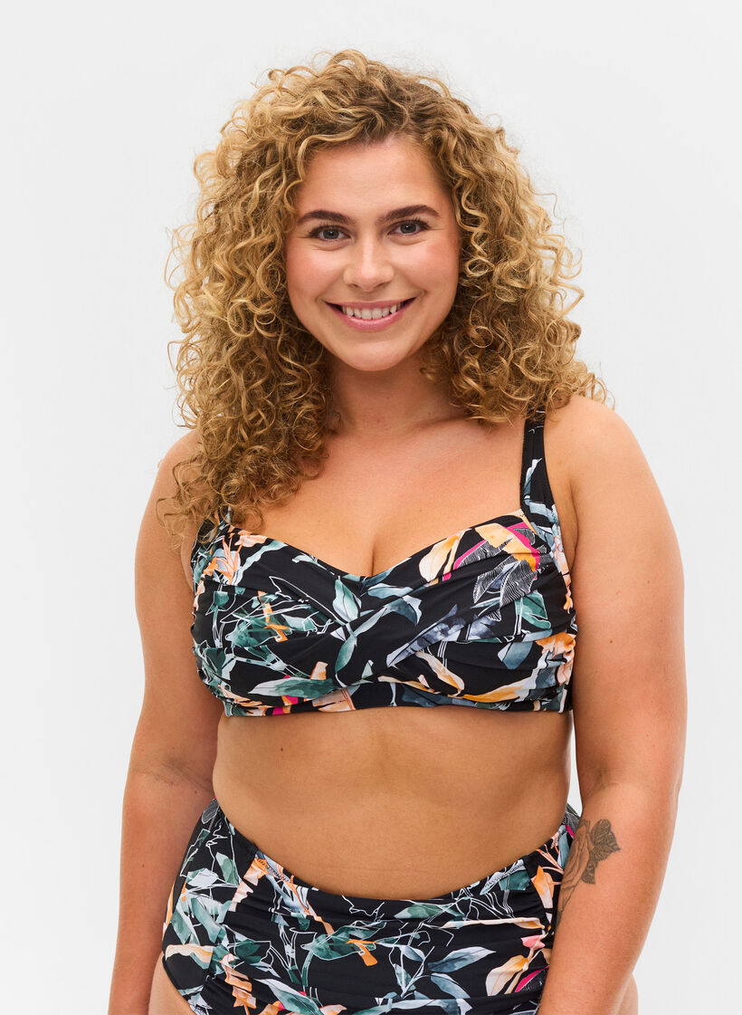 Bikinitop met print, Leaf Print, Model image number 0