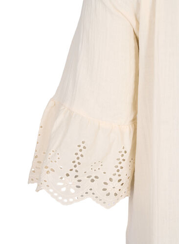 Katoenen jurk met anglaise borduurwerk, Buttercream, Packshot image number 3