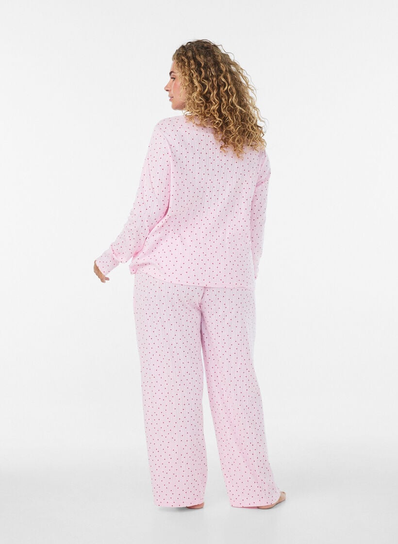 Organisch katoenen pyjamabroek met oogjesborduurwerk, Roze, Model image number 2