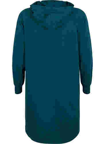 Sweaterjurk met lange mouwen en capuchon, Deep Teal, Packshot image number 1